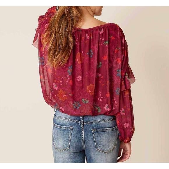 Free People Wildflower Honey Floral Romantic Boho Top Small Cottage Core - Picture 2 of 6